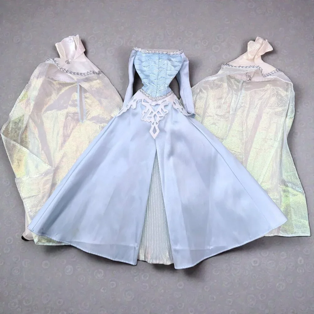 Disney Sleeping Beauty Winter Frost Blue Gown Doll Dress 2 Capes Barbie Size